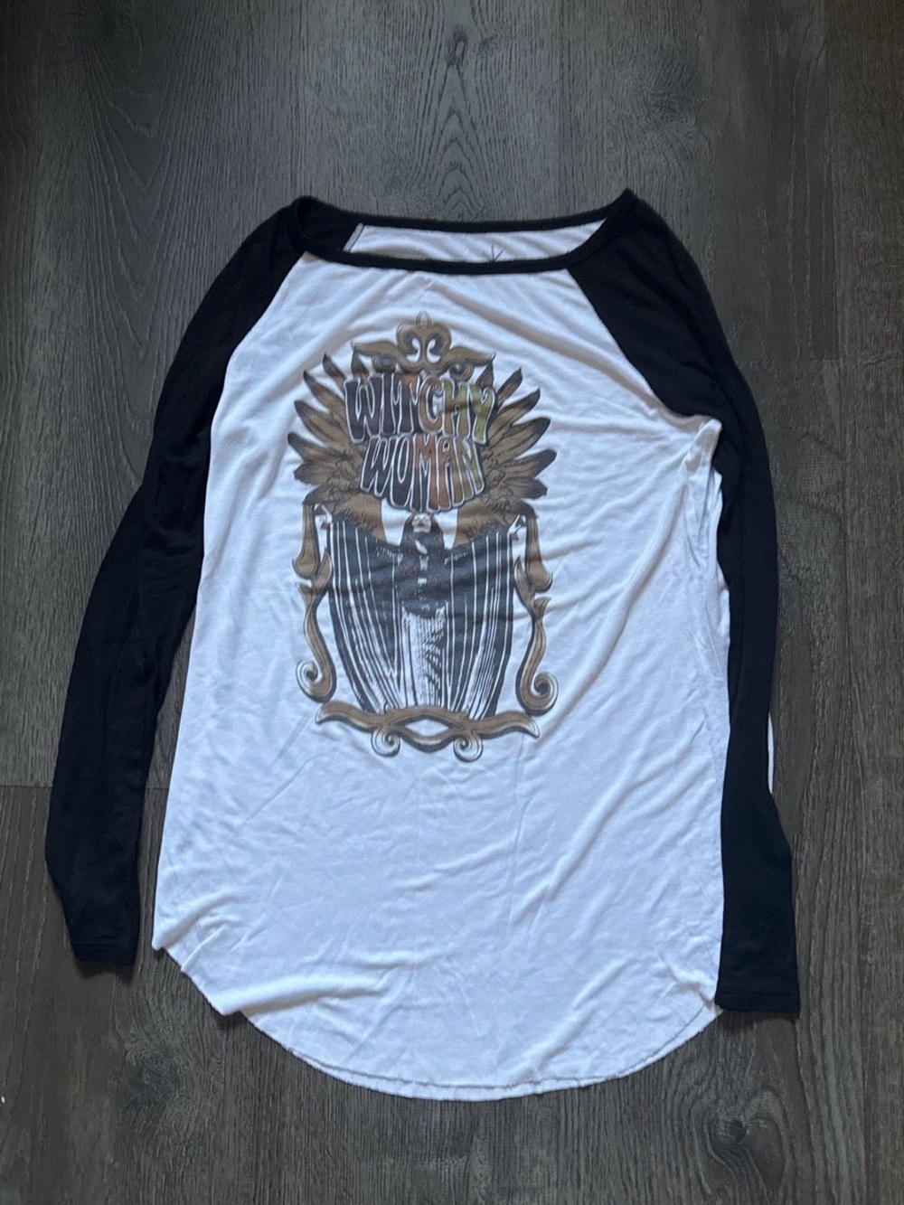 Witchy Woman Black & White Raglan Long-Sleeve Tee by